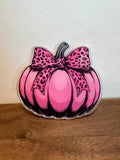 Pink and Leopard Pumpkin Bow Clip