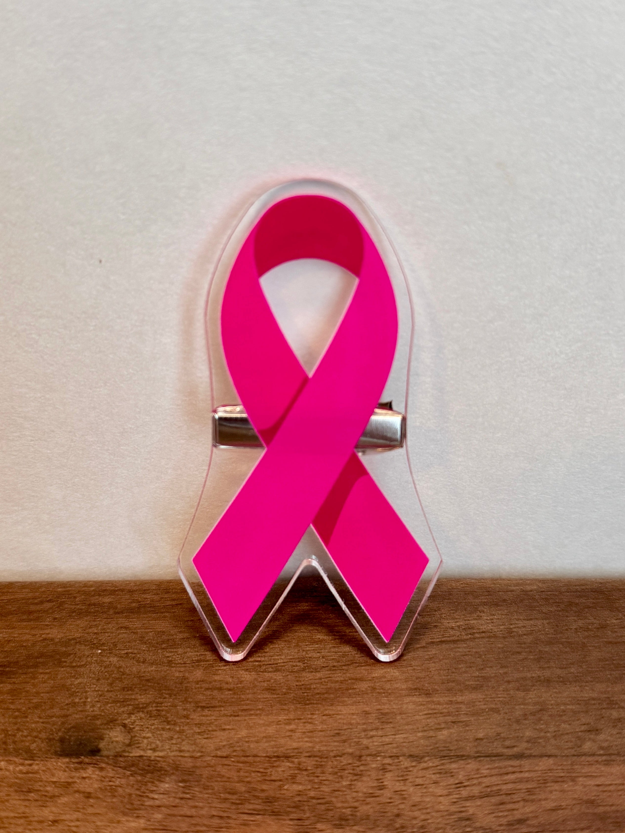 Breast Cancer Awareness Ribbon Bow Clip