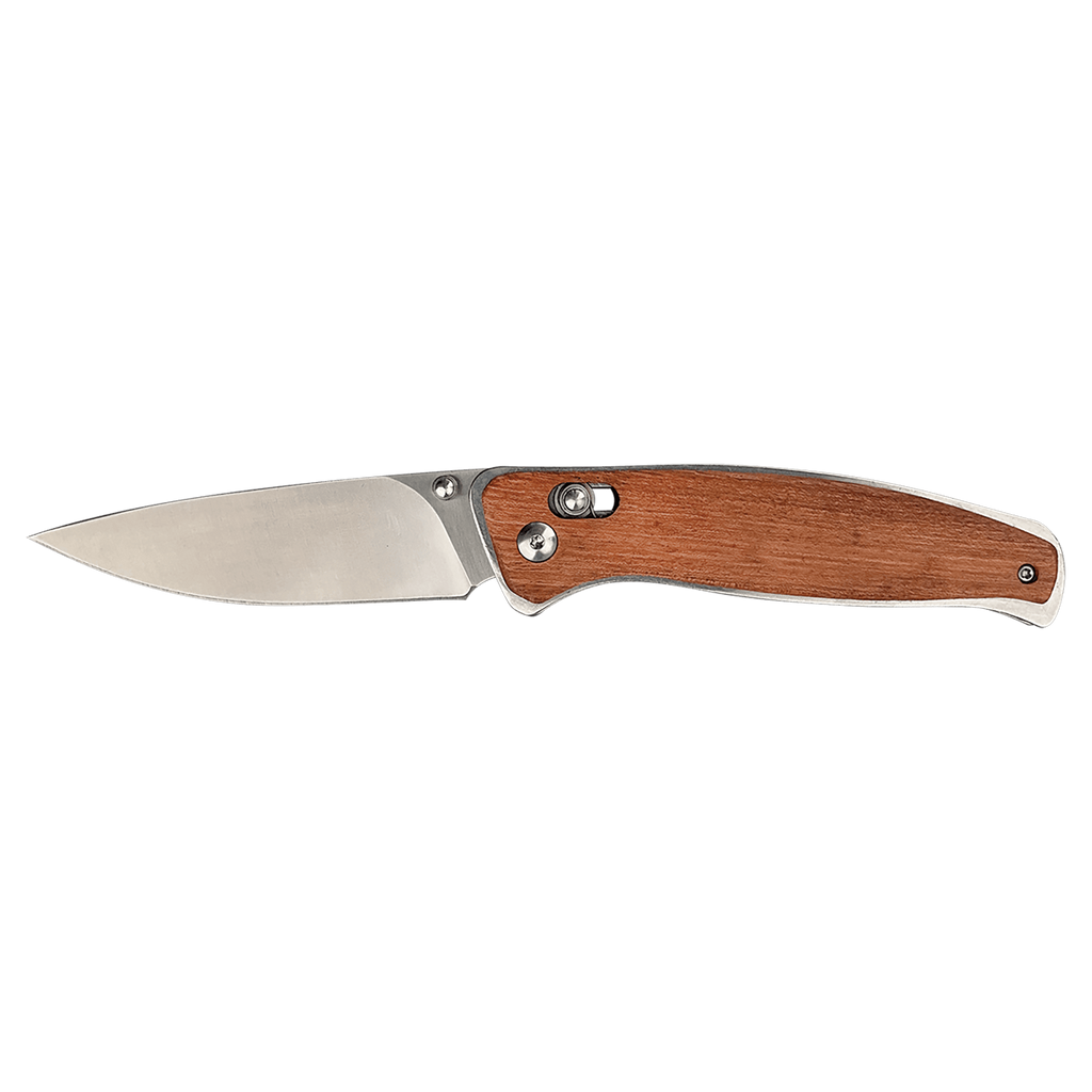 Engraved Folding Knife, Wood Handle, 4.5in Long