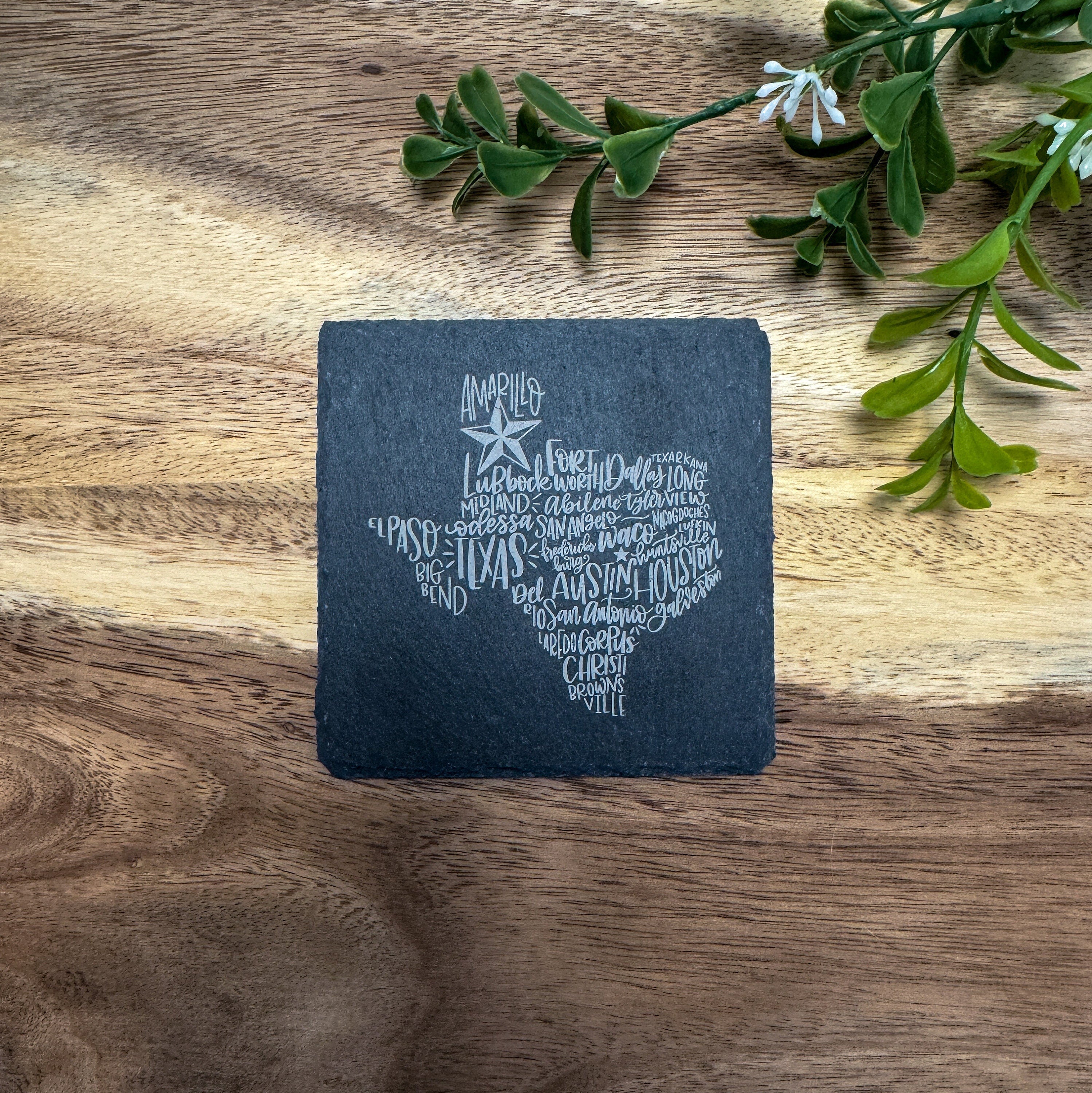Slate Coasters - Square - Texas Designs