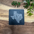 Slate Coaster, Laser Engraved, Natural Stone, Texas Designs, Patriotic, Bluebonnets, Flag, 4in Square