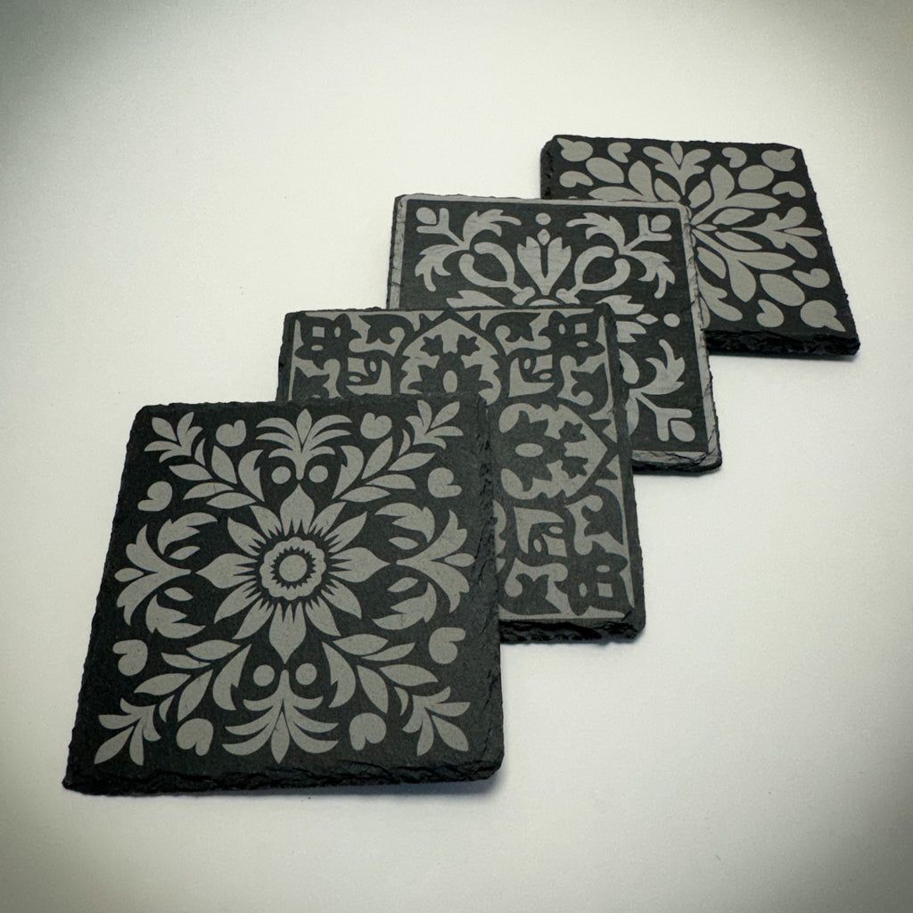 Custom Slate Coasters, Square,  Laser Engraved