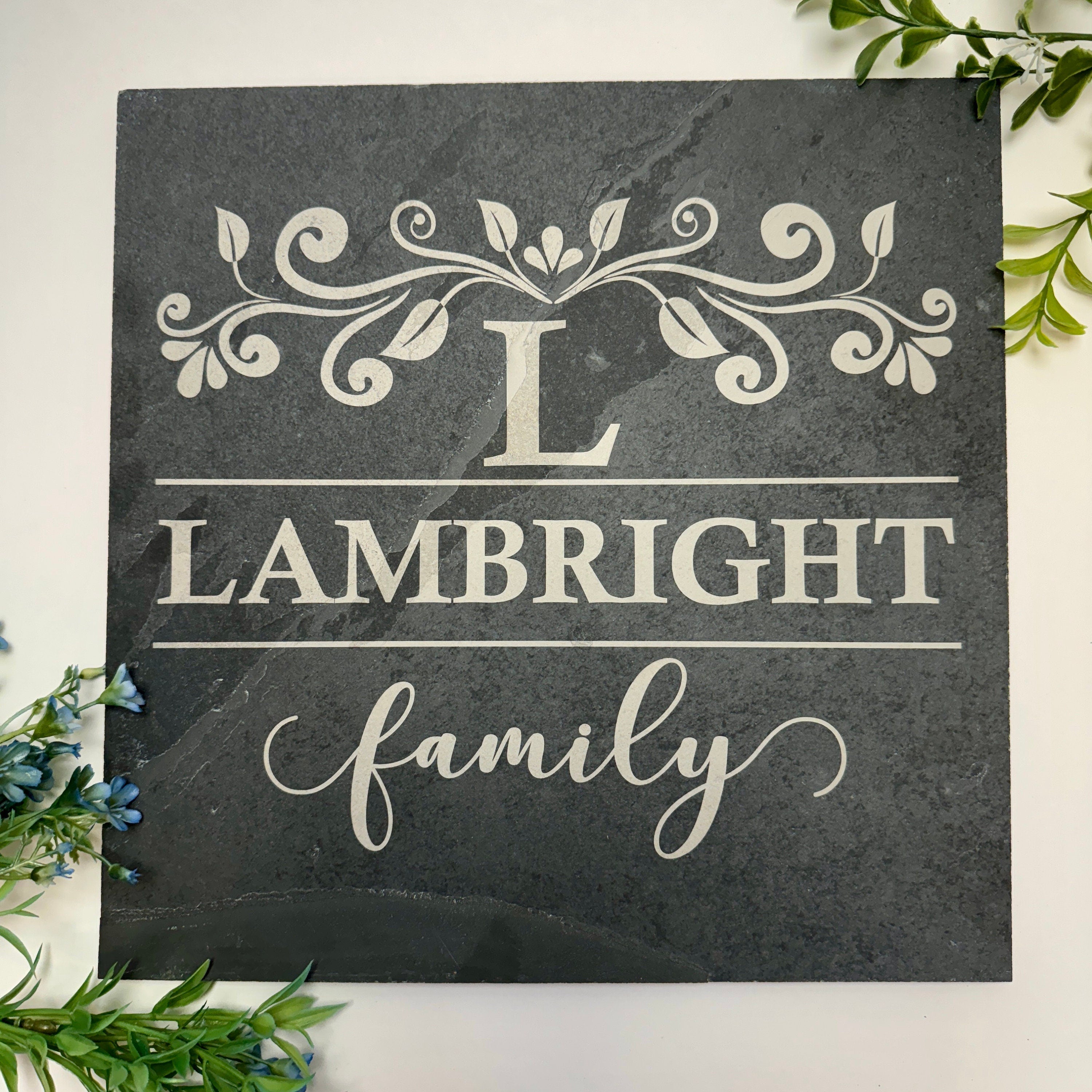 Slate Charcuterie Board -12in Square - Personalized