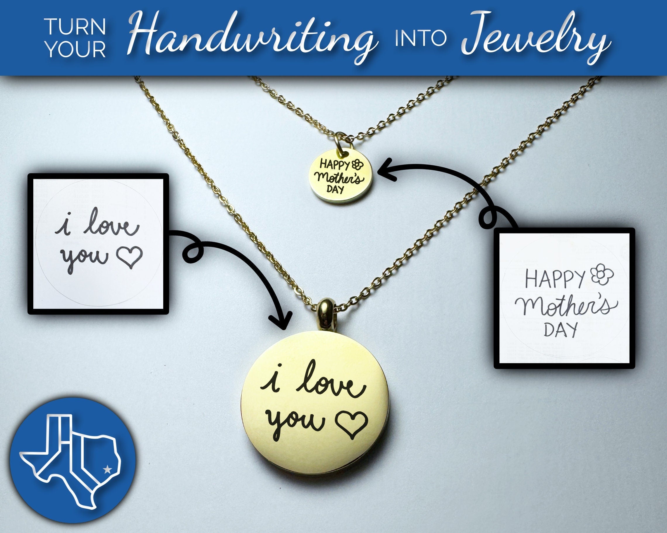 Jewelry - Engraved Pendant Necklace - Upload Custom Design, Handwriting, etc
