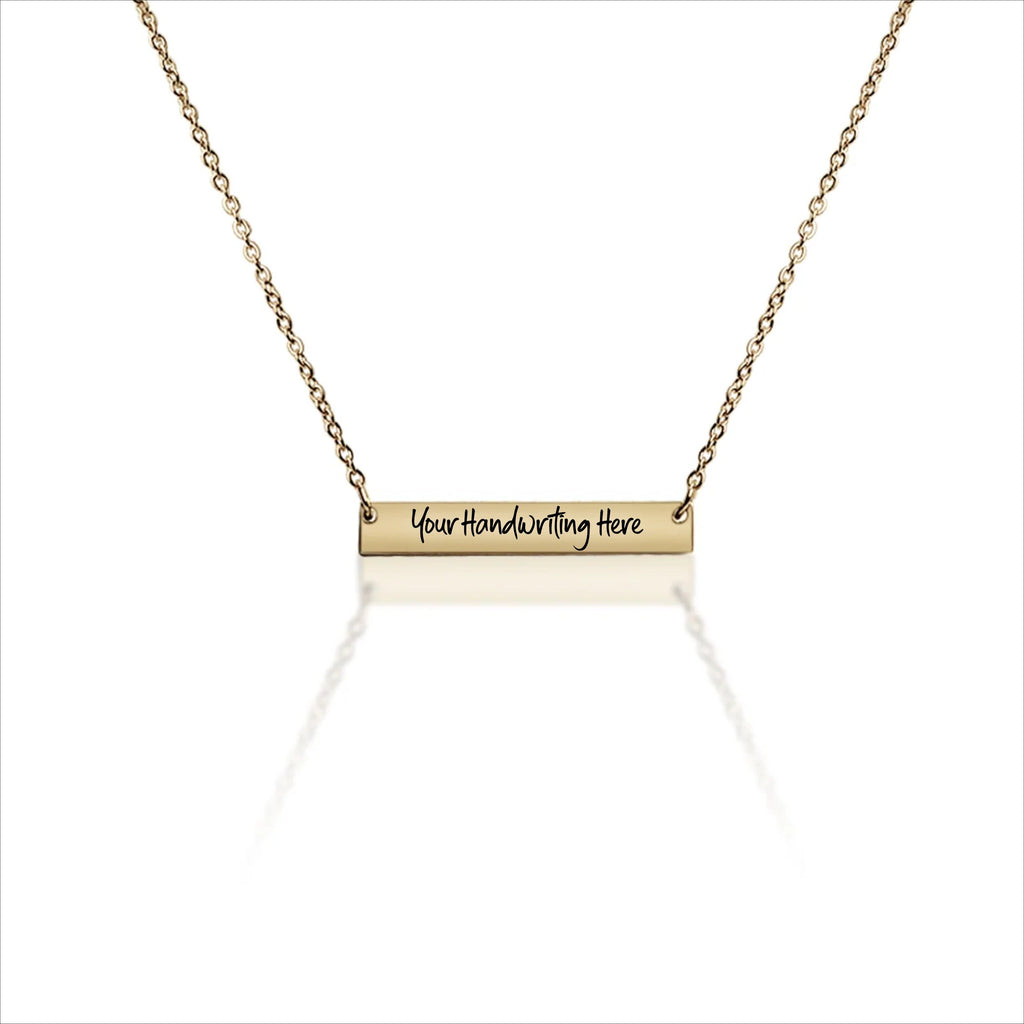 Jewelry - Engraved Horizontal Bar Necklace - Upload Custom Design, Handwriting, etc