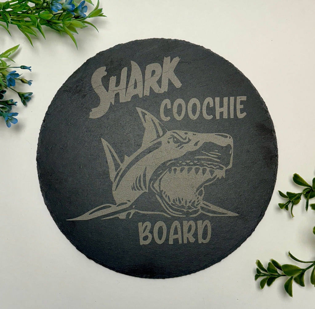 Slate Charcuterie Board, 12in Round - “Shark Coochie Board”