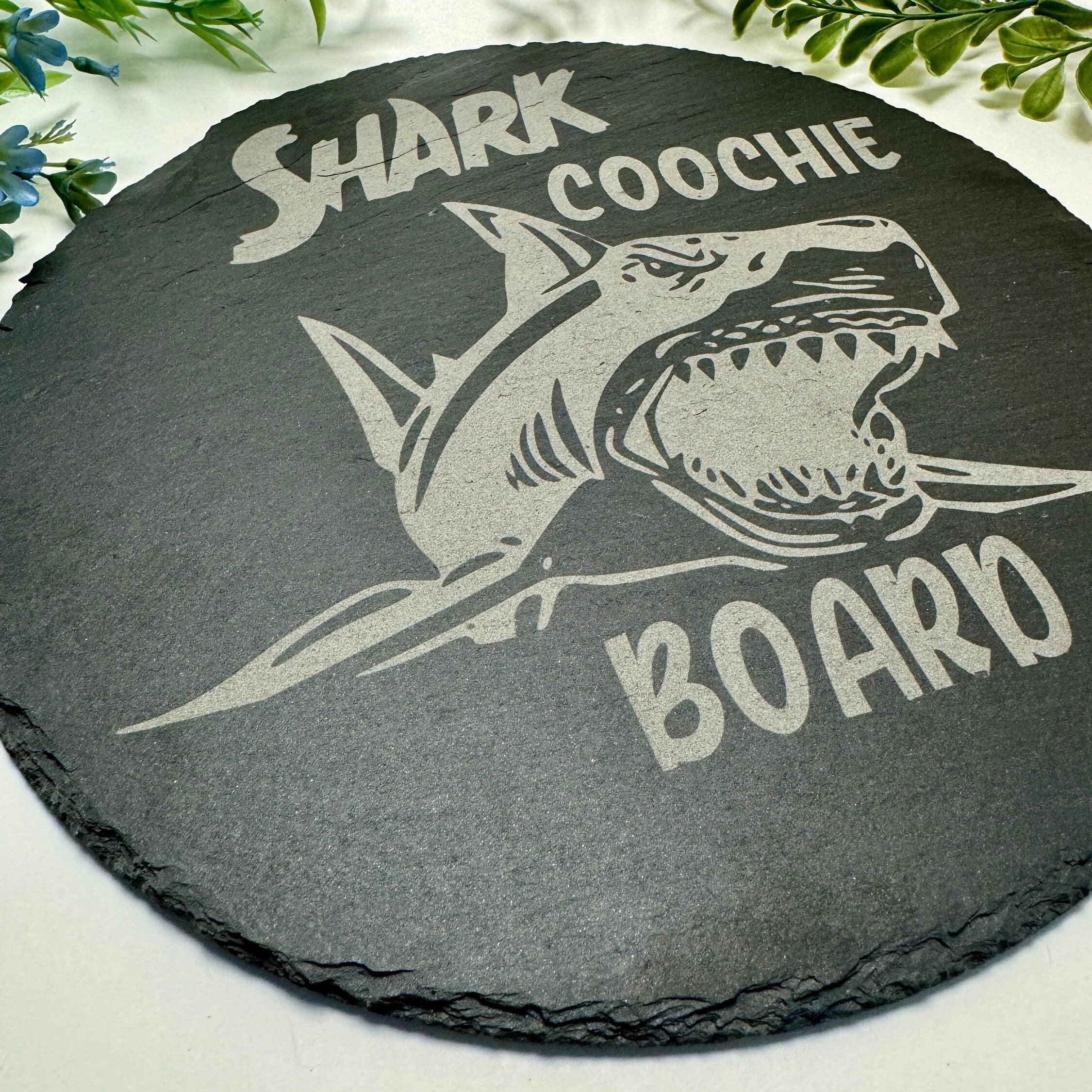 Slate Charcuterie Board, 12in Round - “Shark Coochie Board”
