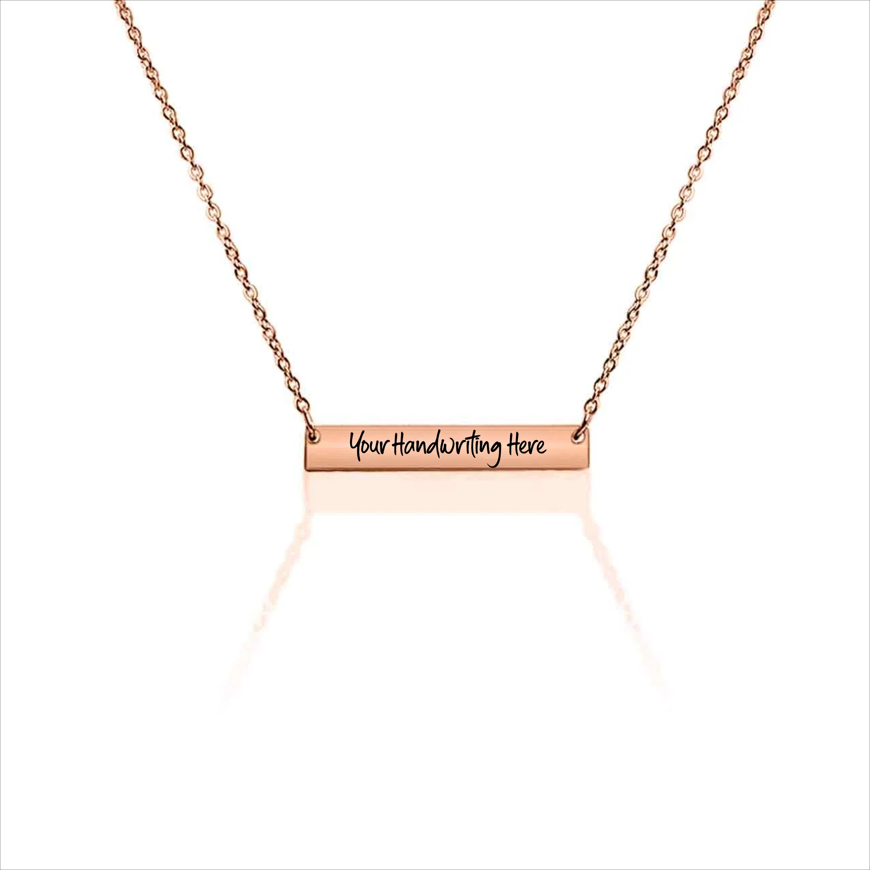 Jewelry - Engraved Horizontal Bar Necklace - Upload Custom Design, Handwriting, etc
