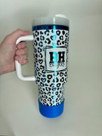 BH Eagles - School Spirit Tumbler, White with Blue Mirror, 40oz with Handle