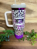 40oz School Spirit Tumbler - White and Purple - Dayton Broncos
