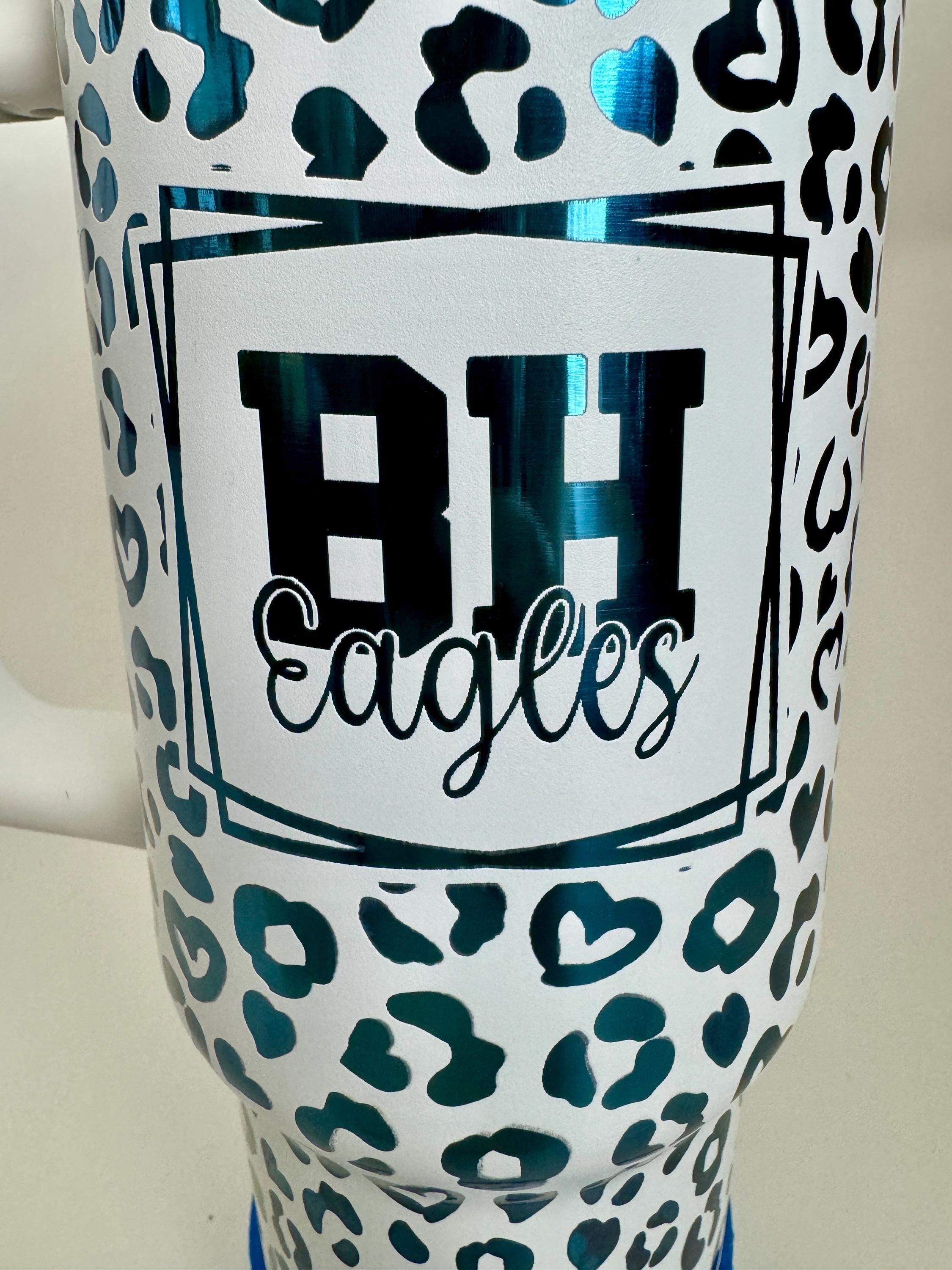 40oz School Spirit Tumbler - White and Blue - BH Eagles