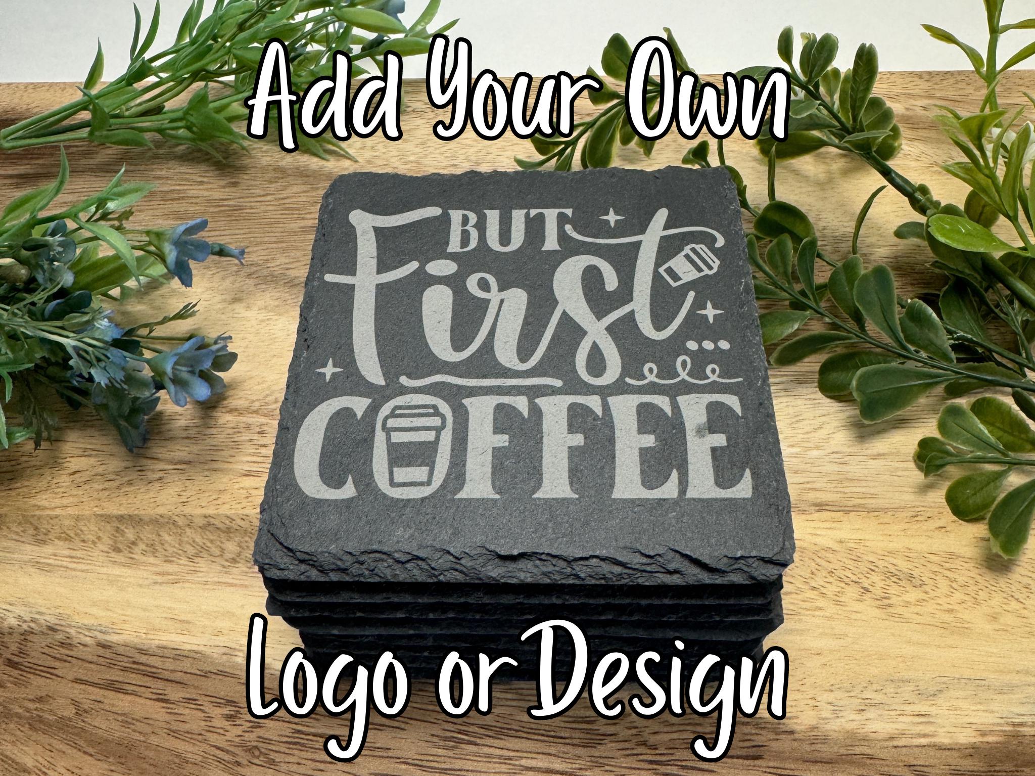 Custom Slate Coasters, Square,  Laser Engraved