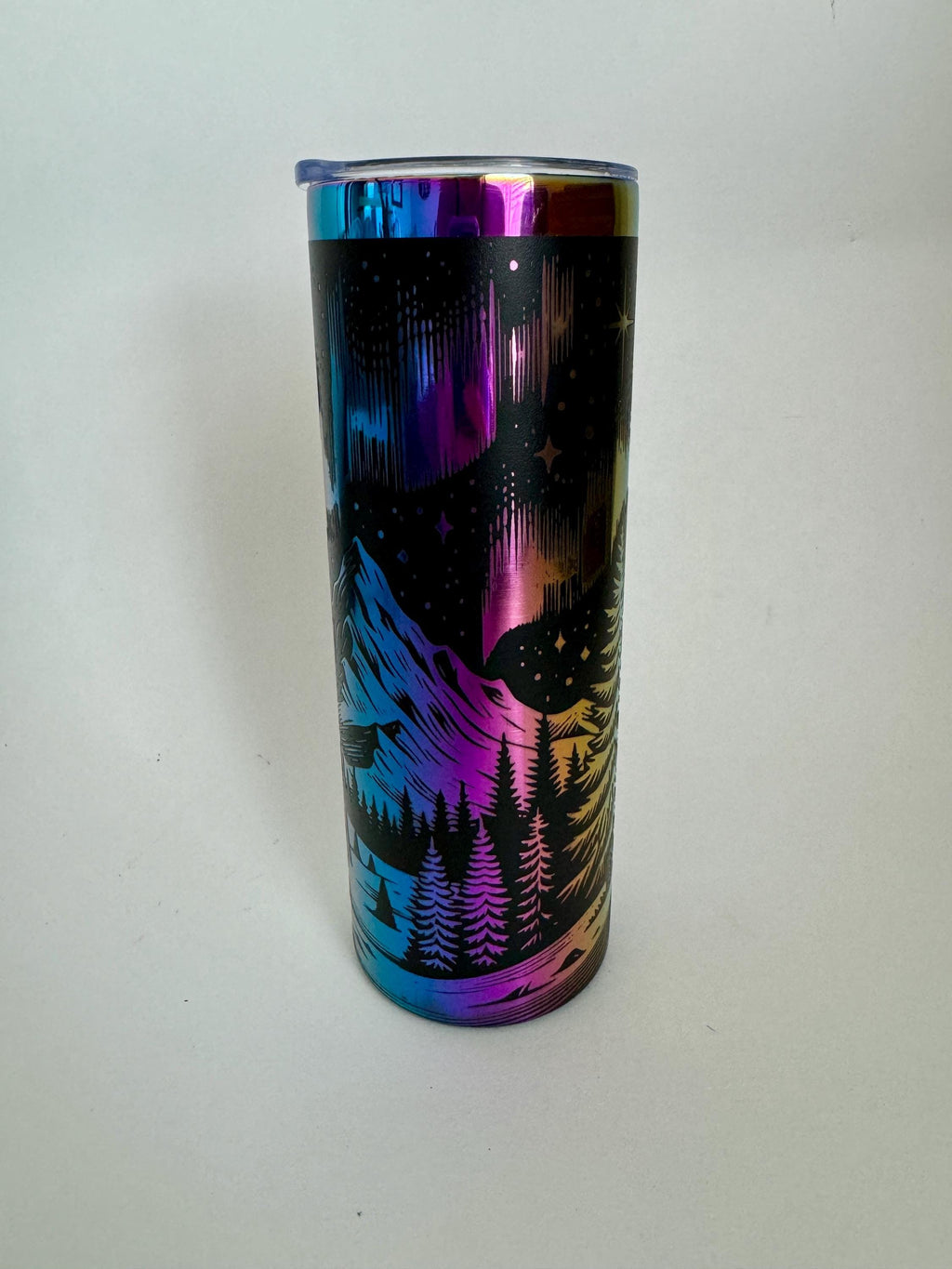 20oz Skinny Tumbler - Rainbow Plated - Northern Lights
