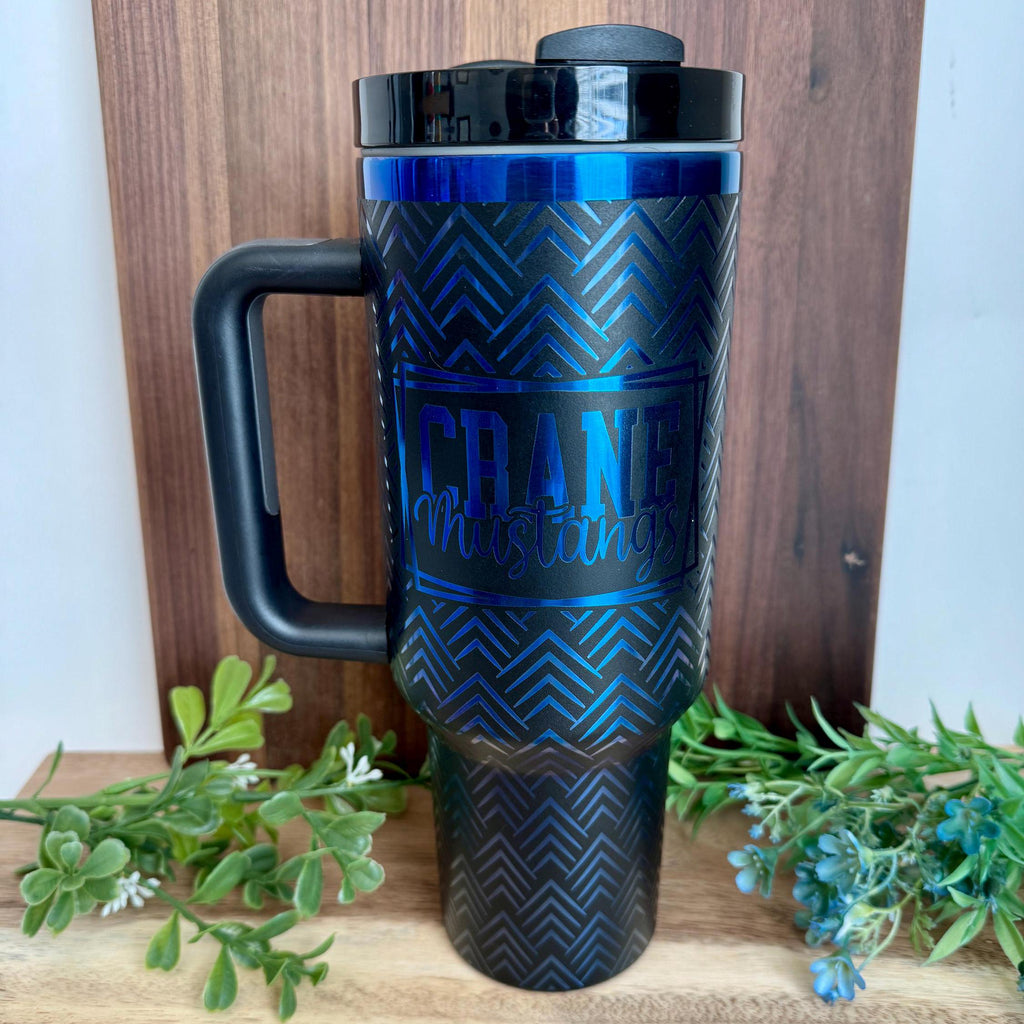 40oz Tumbler, Blue Plated, Laser Engraving Blanks
