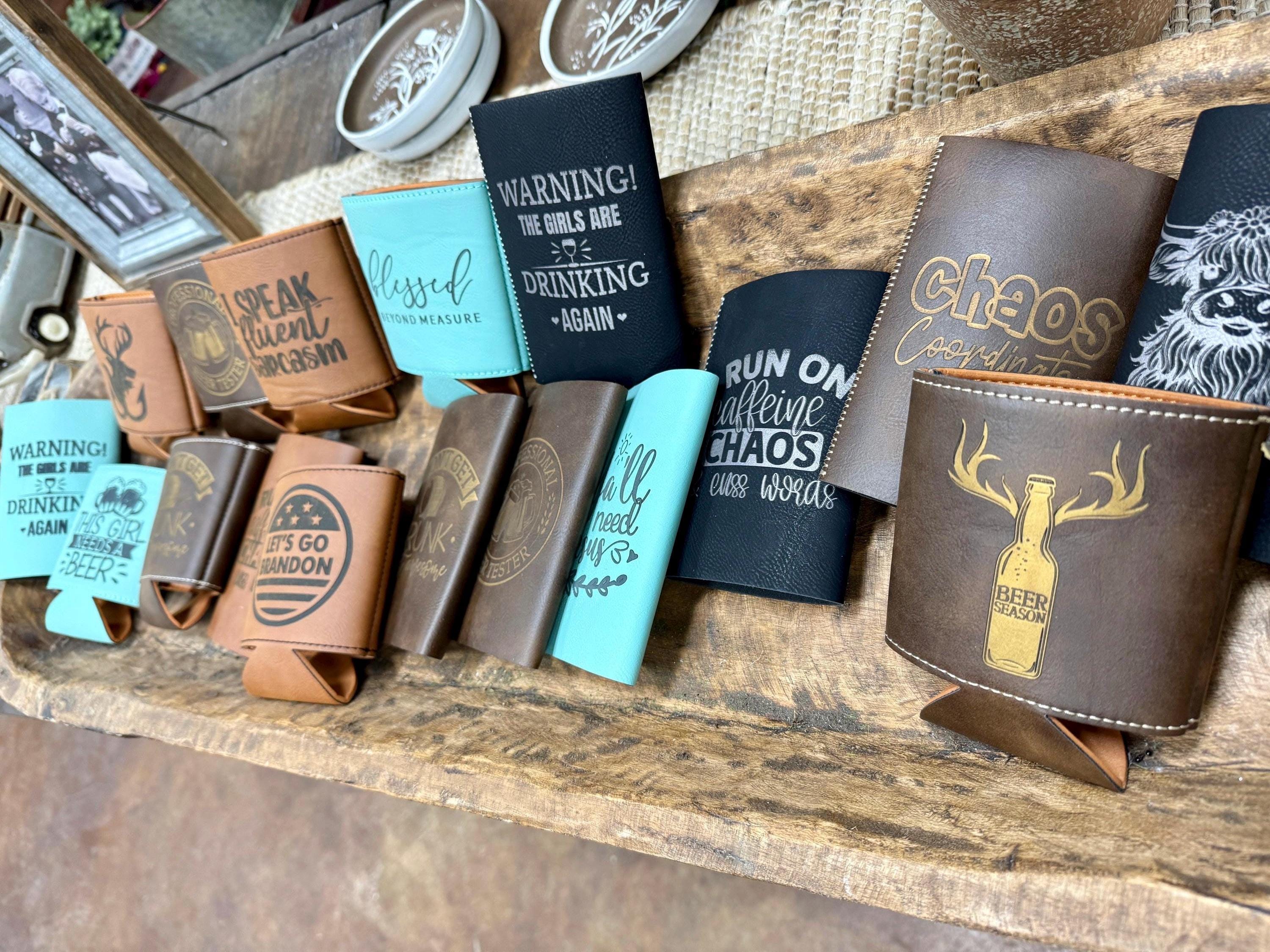 Leatherette Can Cooler - Upload Custom Design