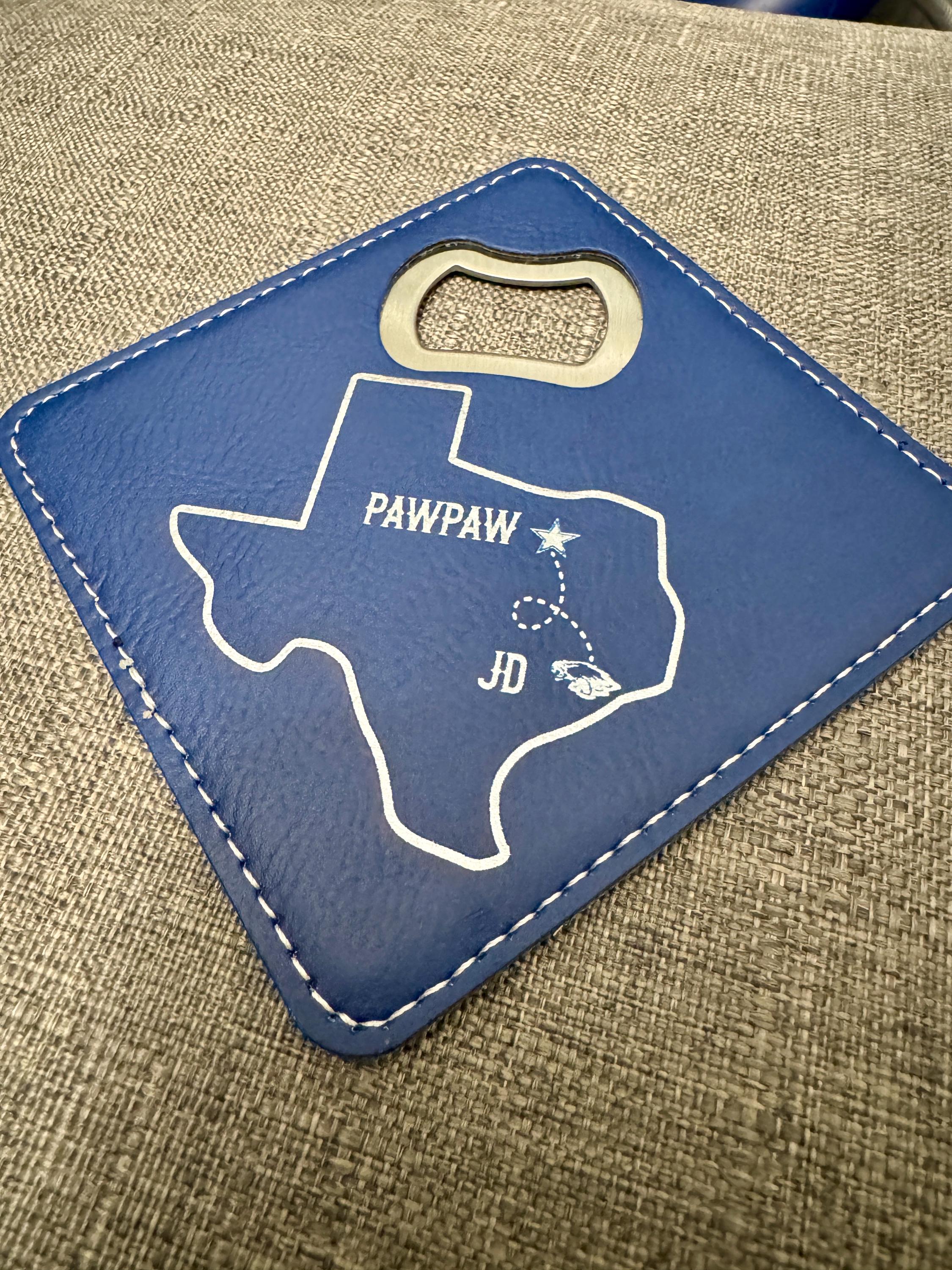 Leatherette Coaster with Bottle Opener - Custom Engraving